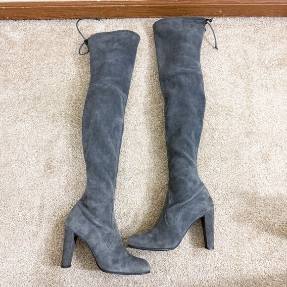 Stuart Weitzman Gray Suede Highland Over the Knee Boots Size 6 Made in Spain - Picture 4 of 10